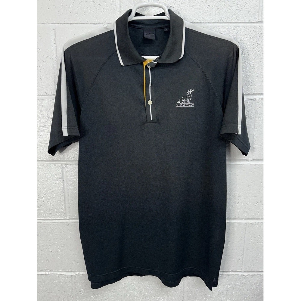 Dunning Golf Polo Black White Tipped / Performance Mesh / Elk Logo / Men’s Large